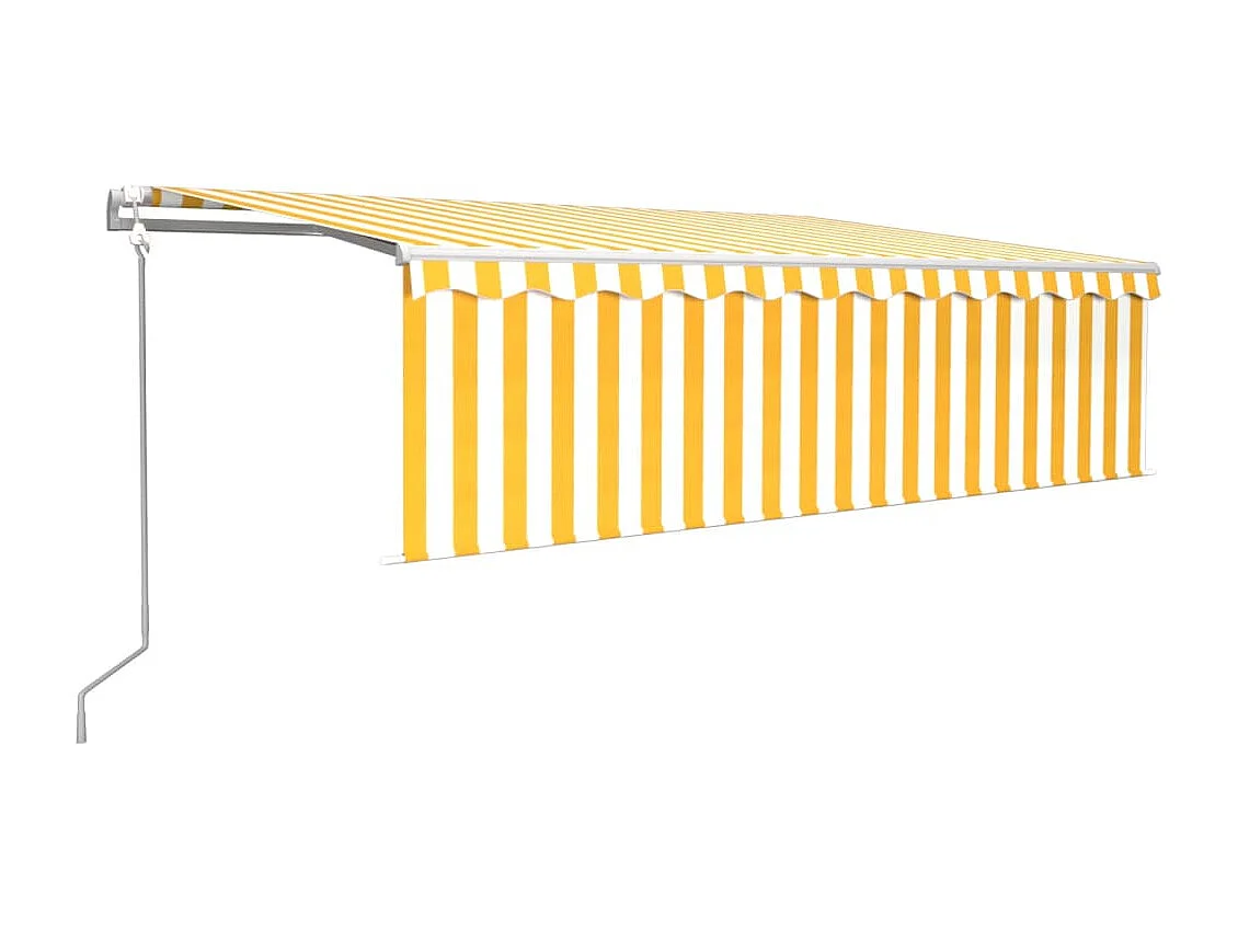 Auvent automatique store capteur de vent/LED 5x3 m Jaune/blanc