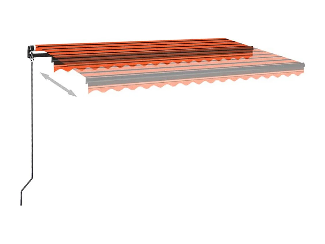 Toldo retrátil manual 400x350 cm laranja e castanho