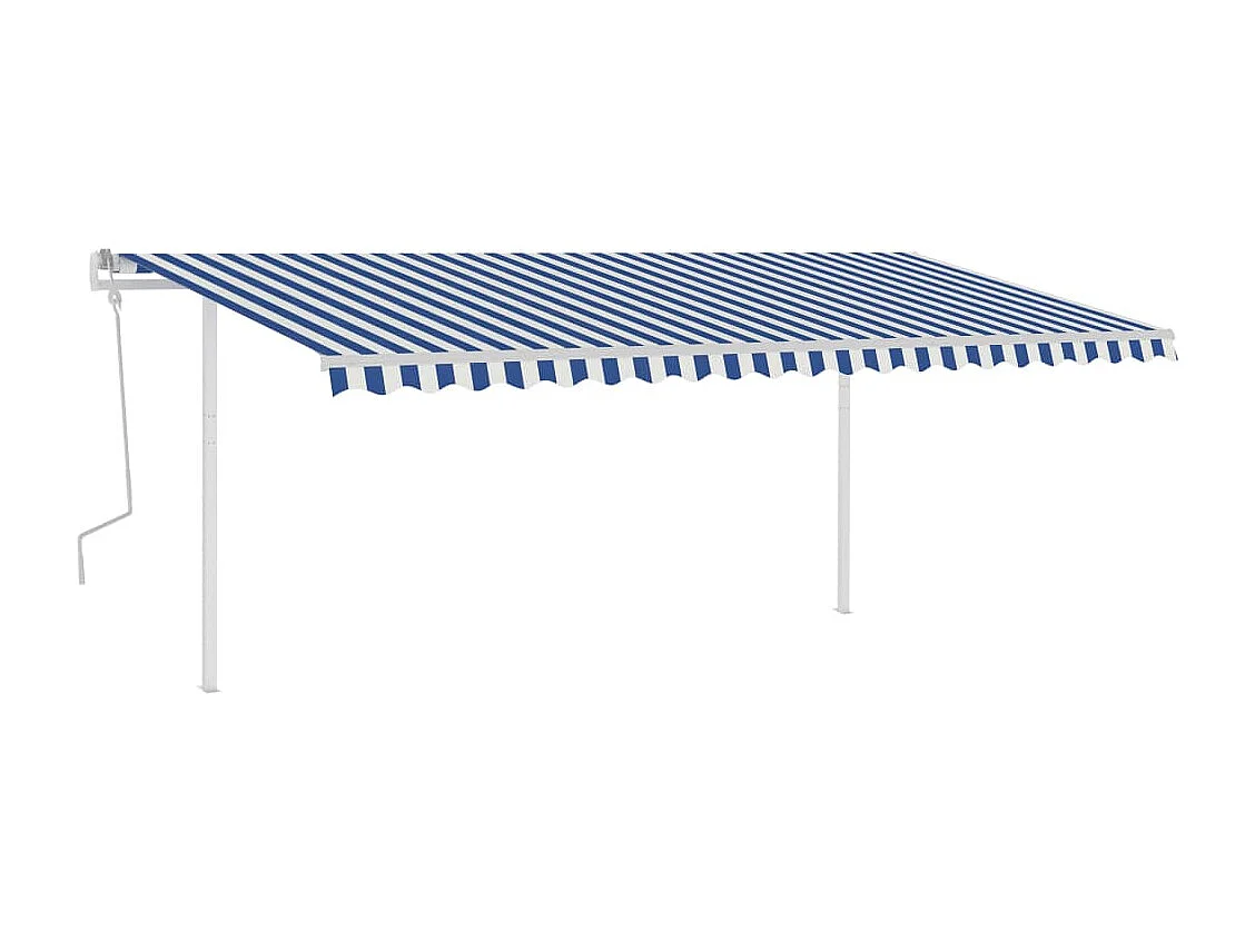 Toldo retrátil manual com luzes LED 5x3,5 m azul e branco