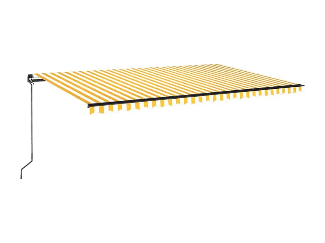 Auvent manuel rétractable avec LED 500x350 cm Jaune et blanc