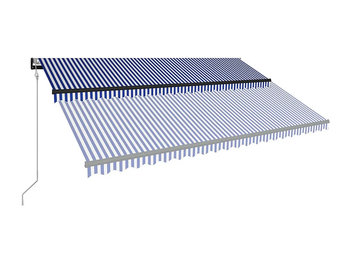 Tenda con Sensore Vento e LED 500x300 cm Blu e Bianca