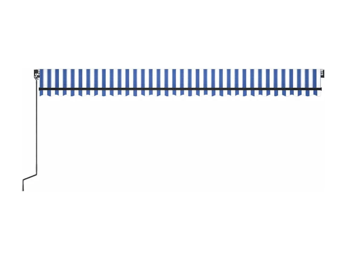 Toldo retrátil manual 600x350 cm azul e branco