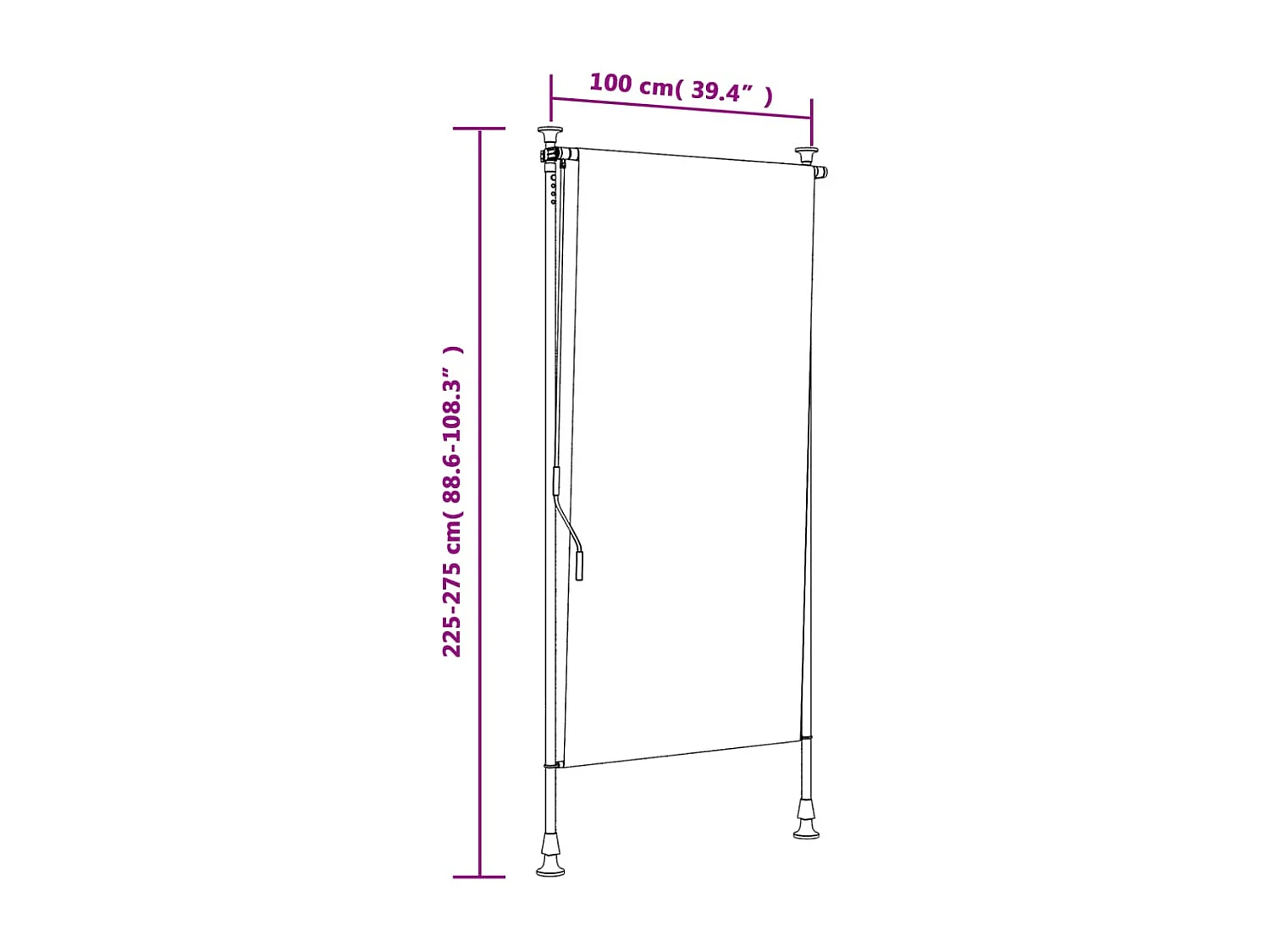 Tenda a Rullo Esterno Arancio Bianca 100x270cm Tessuto Acciaio