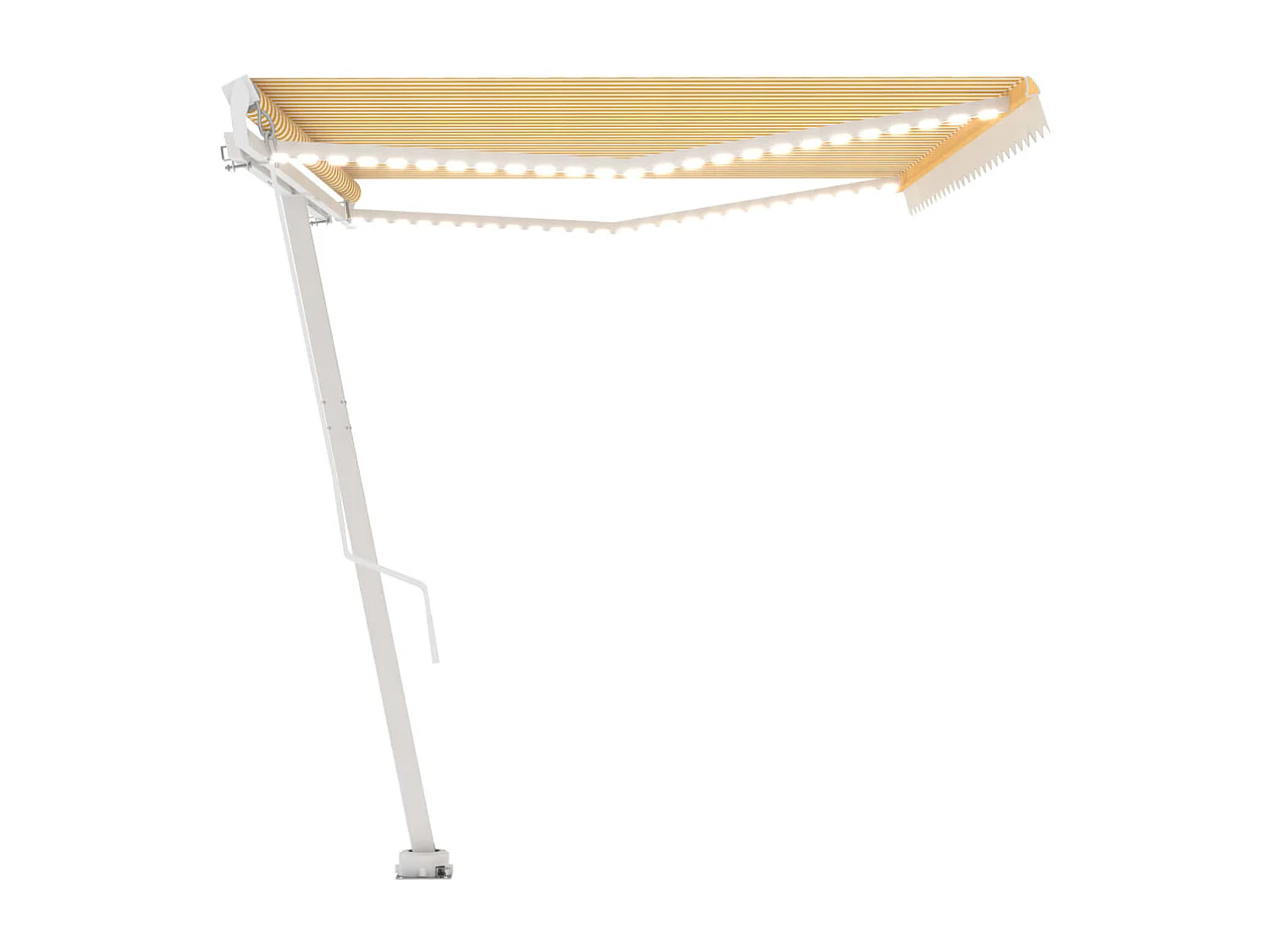 Toldo retráctil manual con LED amarillo y blanco 500x350 cm