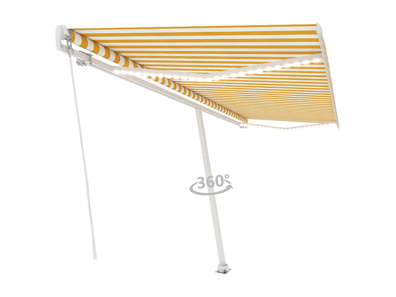 Markise Manuell Einziehbar mit LED 500x350 cm Gelb Weiß