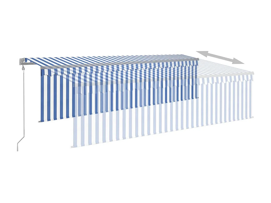 Toldo retráctil automático con persiana azul y blanco 5x3 m