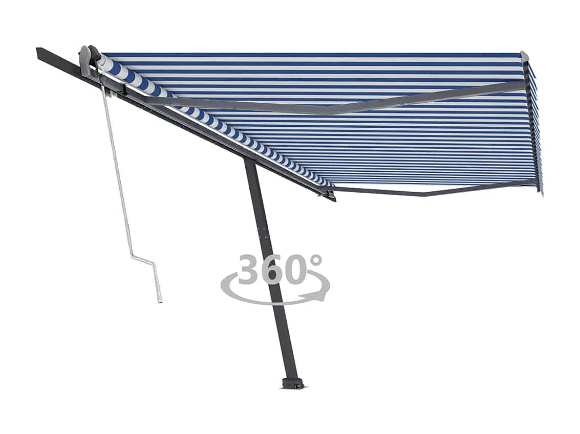 Toldo automático independente 500x300 cm azul e branco