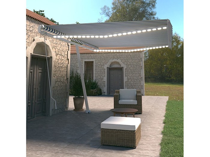 Tenda Sole Retrattile Gialla e Bianca 4x3 m Tessuto e Alluminio