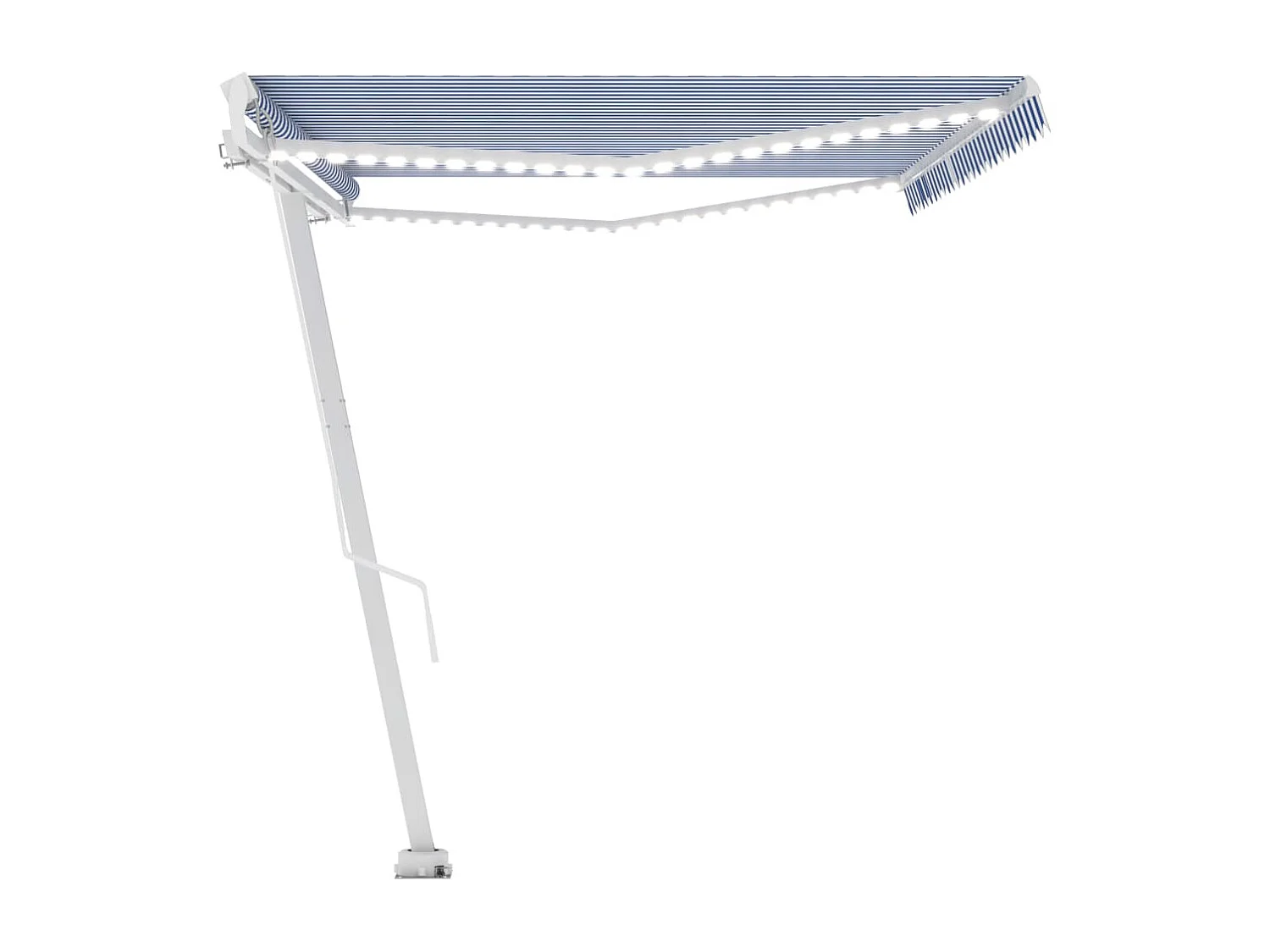 Toldo retráctil manual con luz LED azul y blanco 500x350 cm