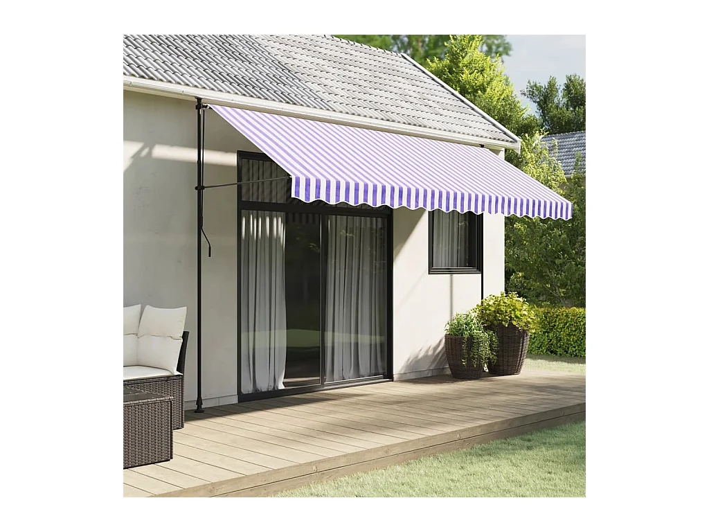 Tissu de remplacement de cantonnière d’auvent rayure bleu blanc