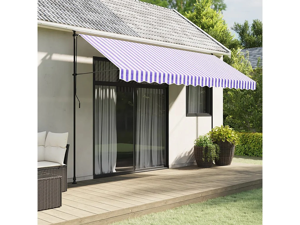 Tissu de remplacement de cantonnière d’auvent rayure bleu blanc