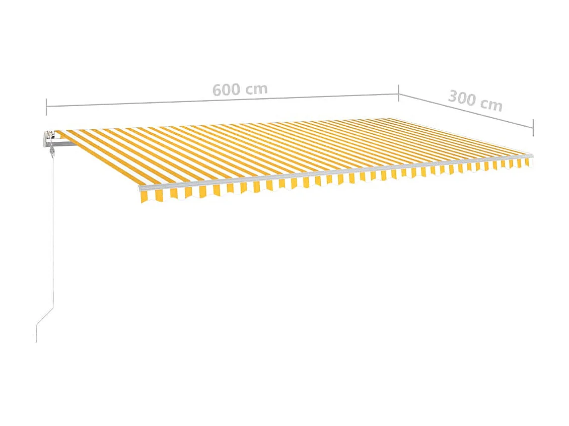 Auvent manuel rétractable avec LED 6x3 m Jaune et blanc