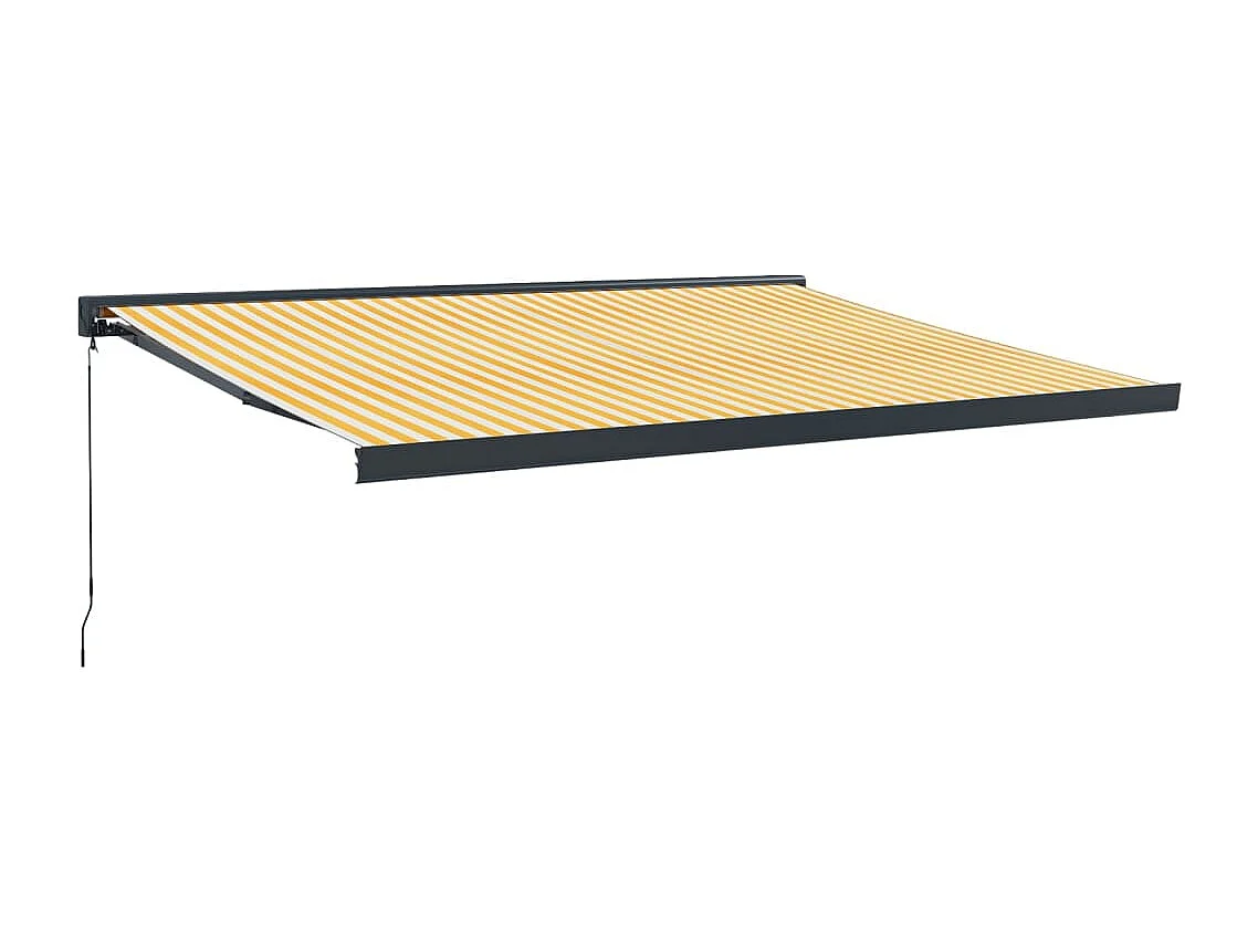 Toldo retrátil 4x3 m tecido e alumínio amarelo e branco