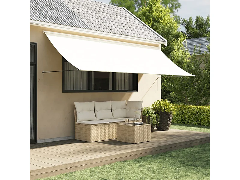 Auvent rétractable crème 400x150 m tissu et acier