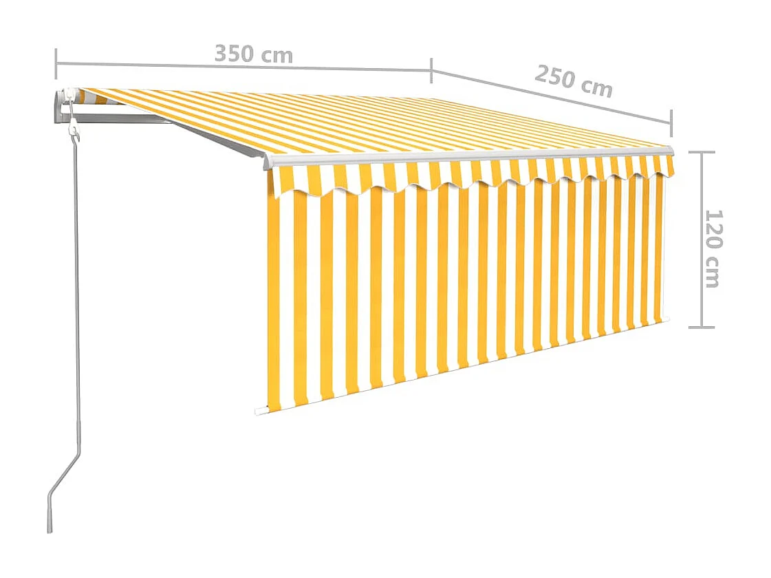 Toldo retráctil automático con persiana LED amarillo 3,5x2,5 m
