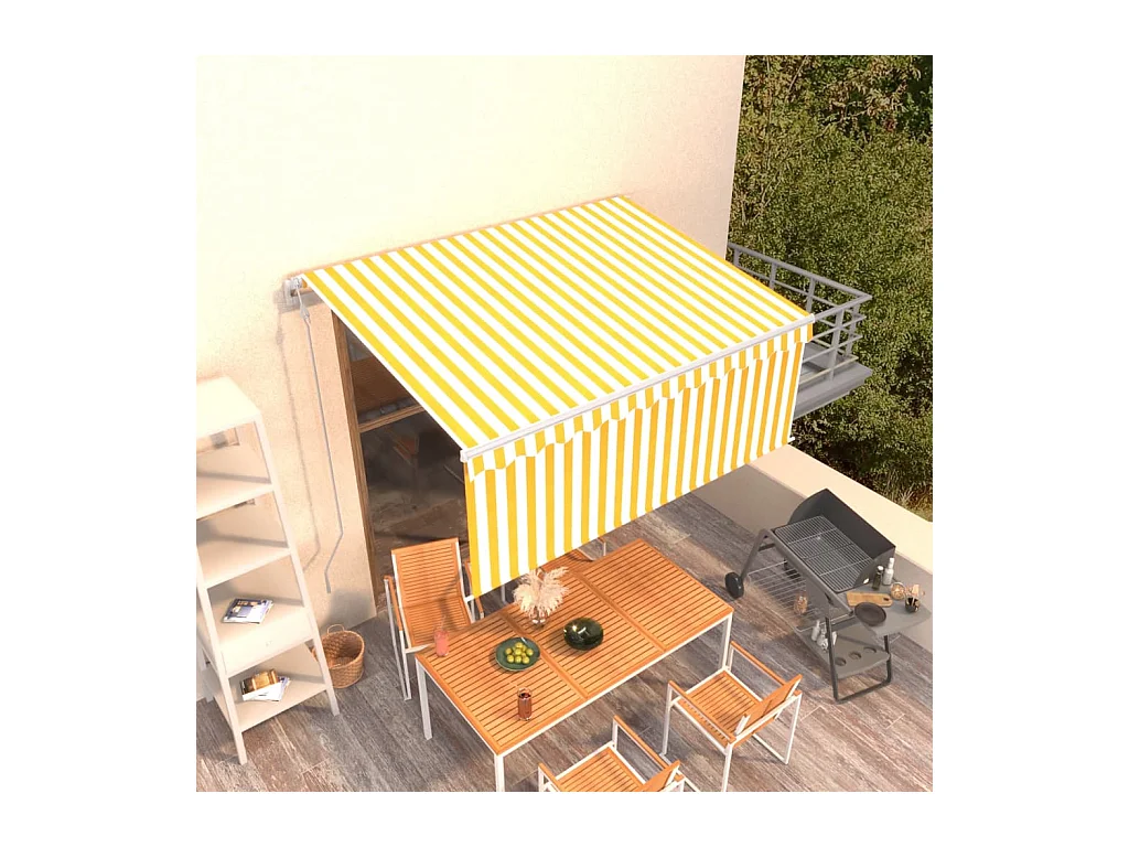 Tenda Retrattile Automatica con Parasole 3,5x2,5m Gialla Bianca
