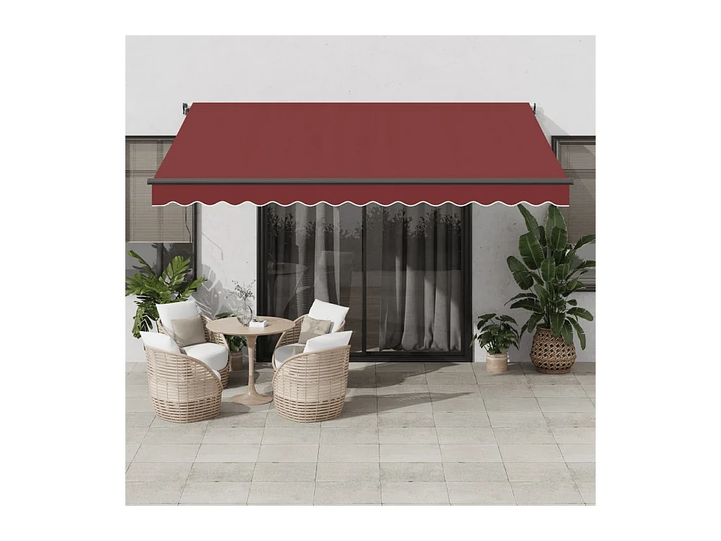 Auvent rétractable automatique avec LED bordeaux 400x300 cm