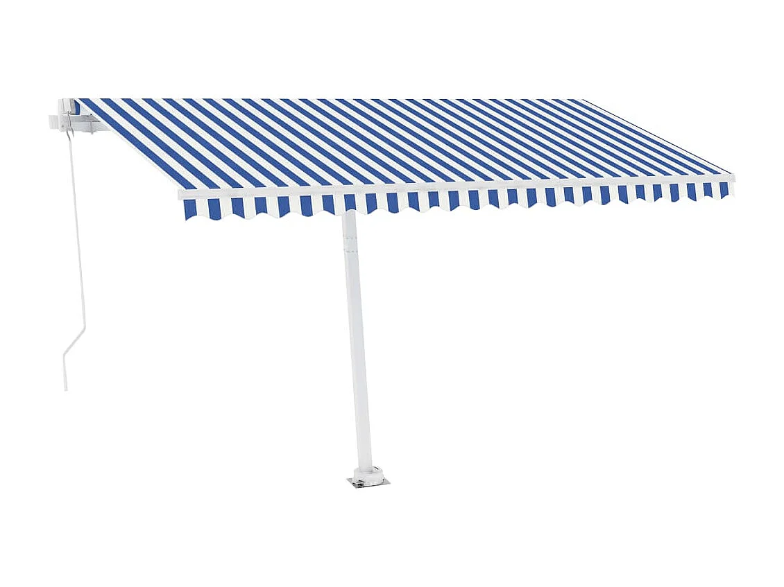 Tenda da Sole Retrattile Manuale con LED 450x300cm Blu e Bianca