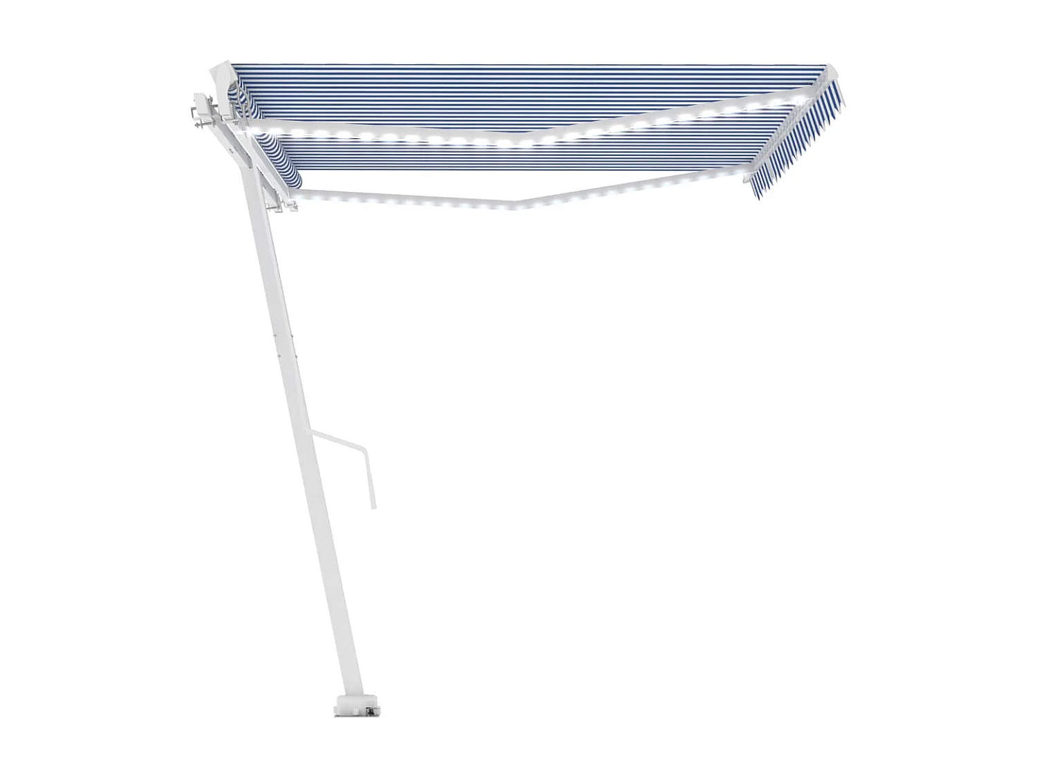 Tenda da Sole Retrattile Manuale con LED 450x300cm Blu e Bianca