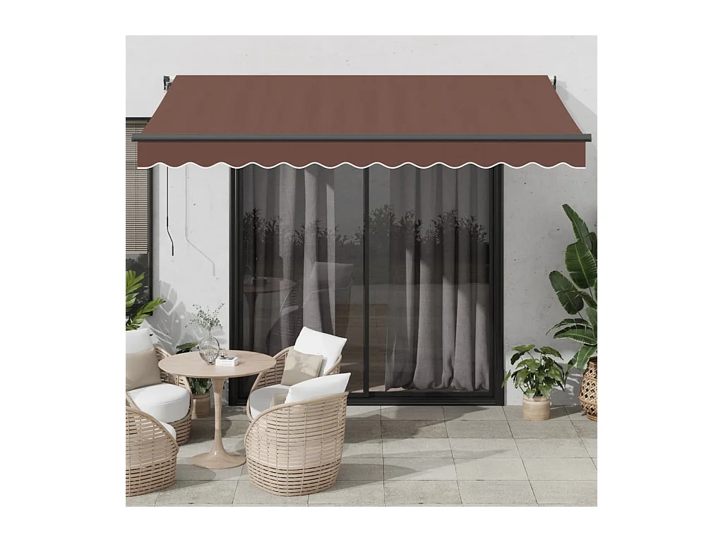 Luifel handmatig uittrekbaar met LED 350x250 cm bruin