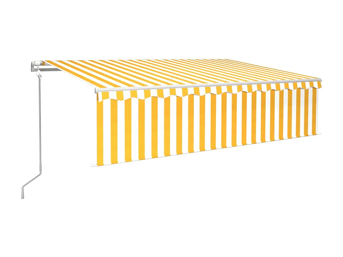 Toldo autom. c/ estore/LED/sensor de vento 6x3 m amarelo/branco
