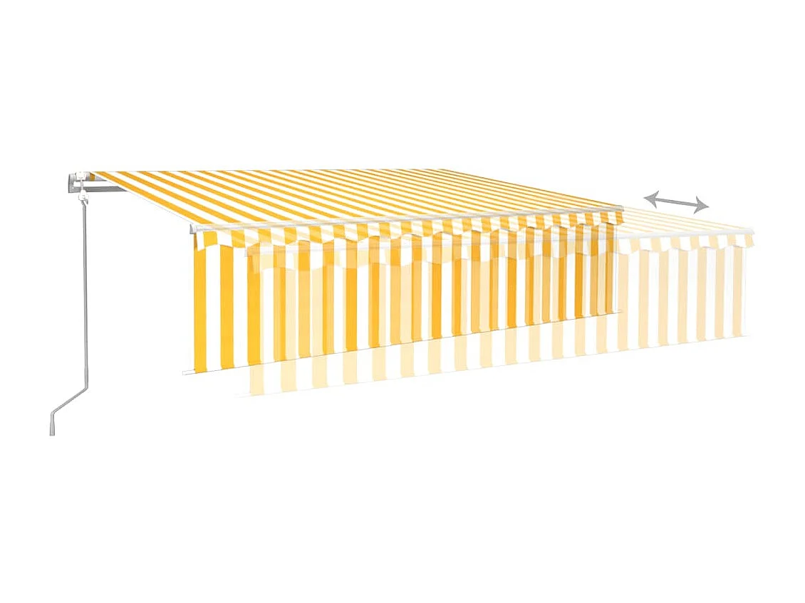 Toldo autom. c/ estore/LED/sensor de vento 6x3 m amarelo/branco