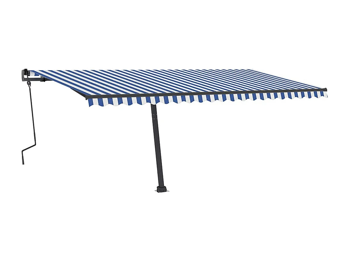 Toldo retrátil manual com LED 500x350 cm azul e branco