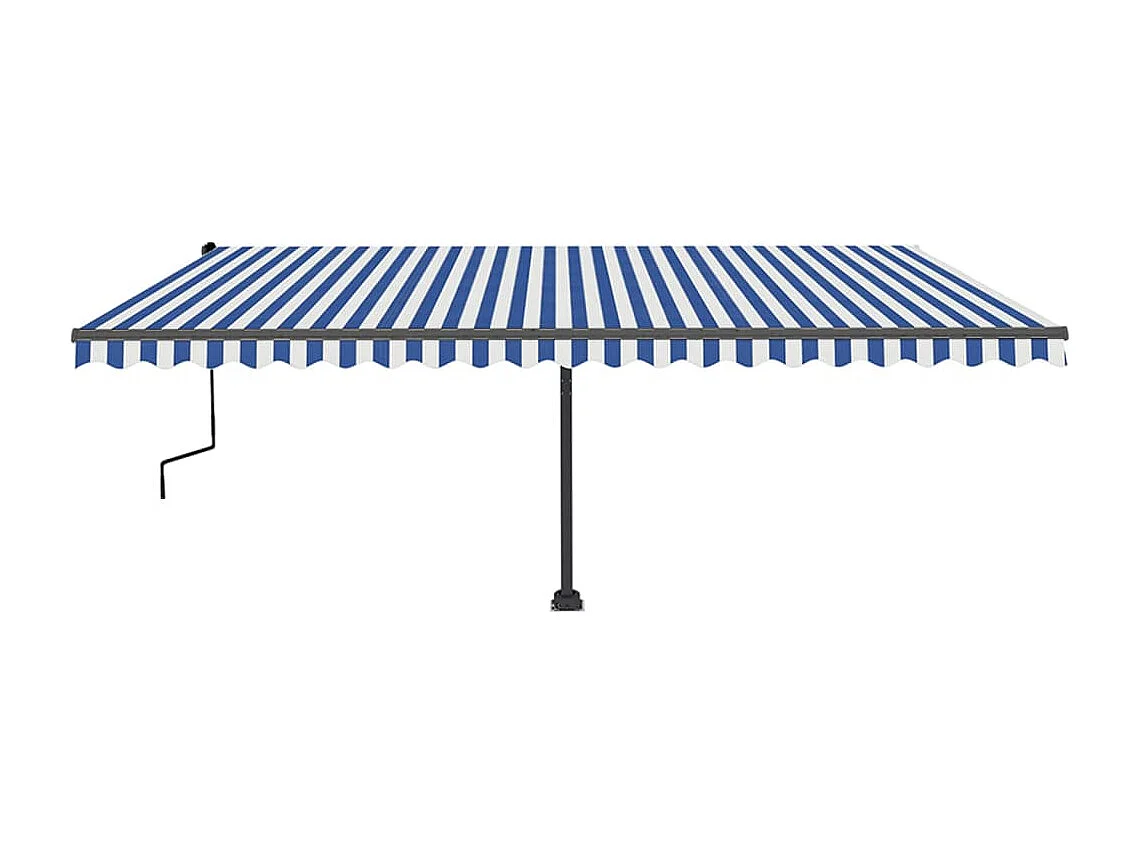 Luifel handmatig uittrekbaar met LED 500x350 cm blauw en wit