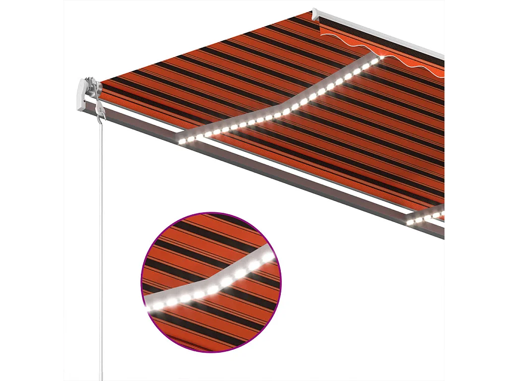 Toldo autom. LED e sensor de vento 400x300 cm laranja/castanho