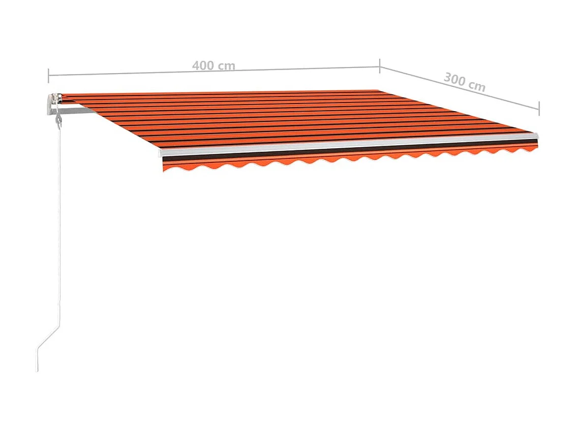 Toldo autom. LED e sensor de vento 400x300 cm laranja/castanho