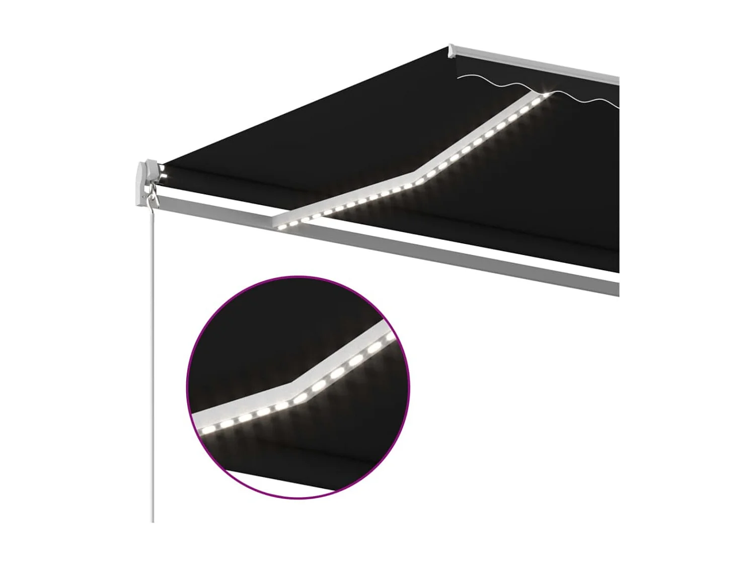 Auvent manuel rétractable avec LED 500x350 cm Anthracite