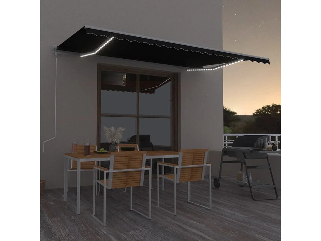 Luifel automatisch met LED en windsensor 500x300 cm antraciet