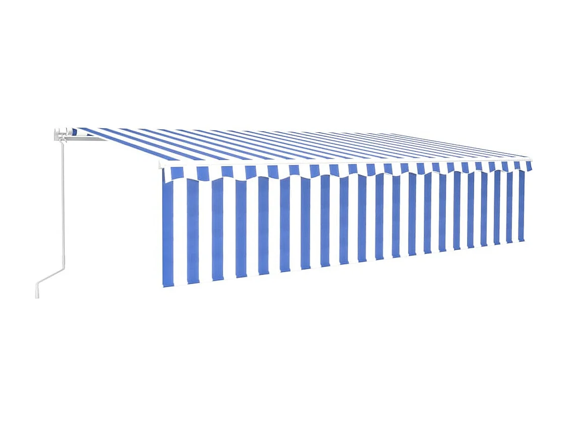 Auvent manuel rétractable avec store 6x3 m Bleu et blanc