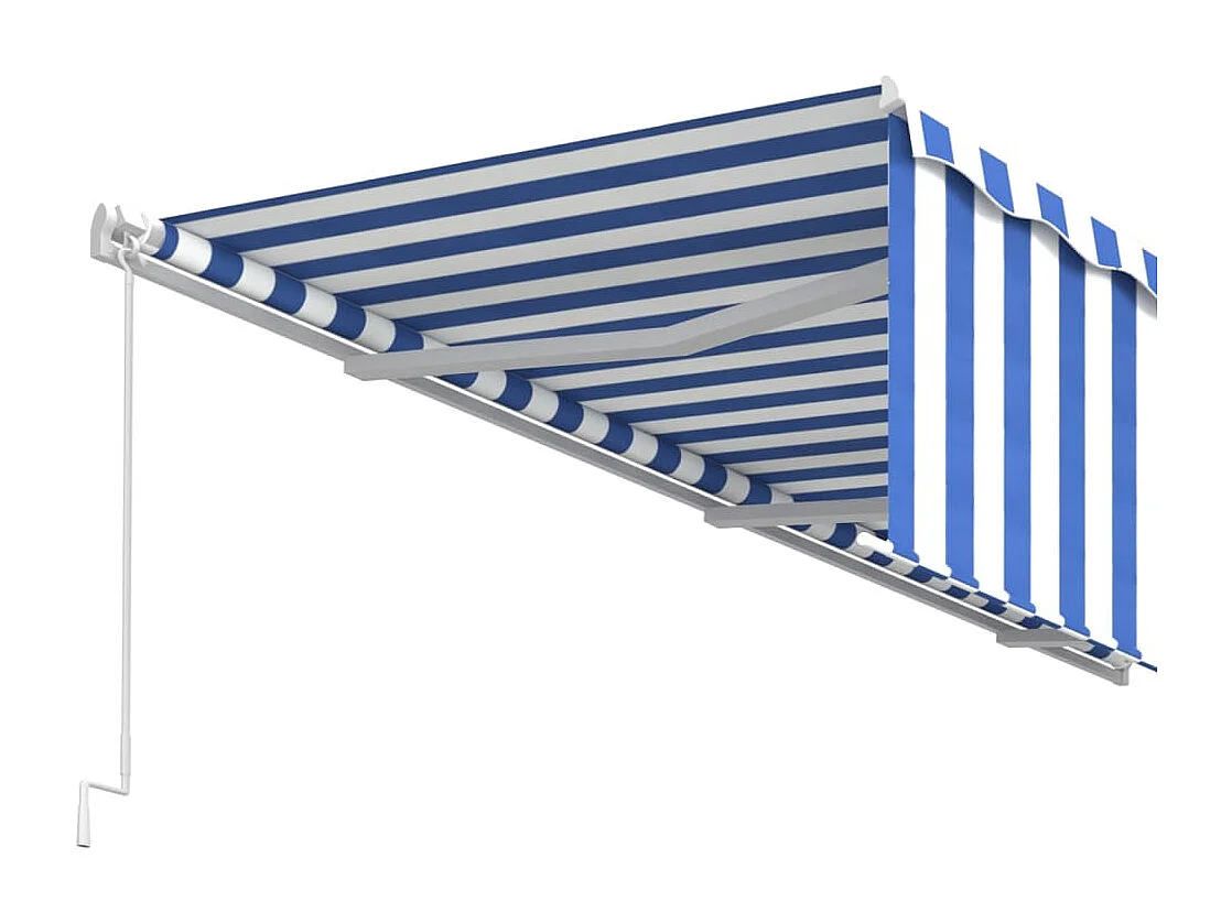 Auvent manuel rétractable avec store 6x3 m Bleu et blanc