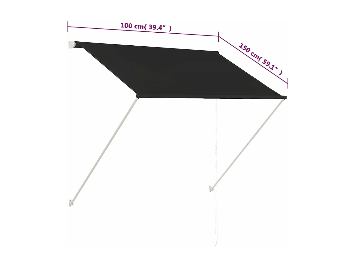 Toldo retrátil 100x150 cm antracite