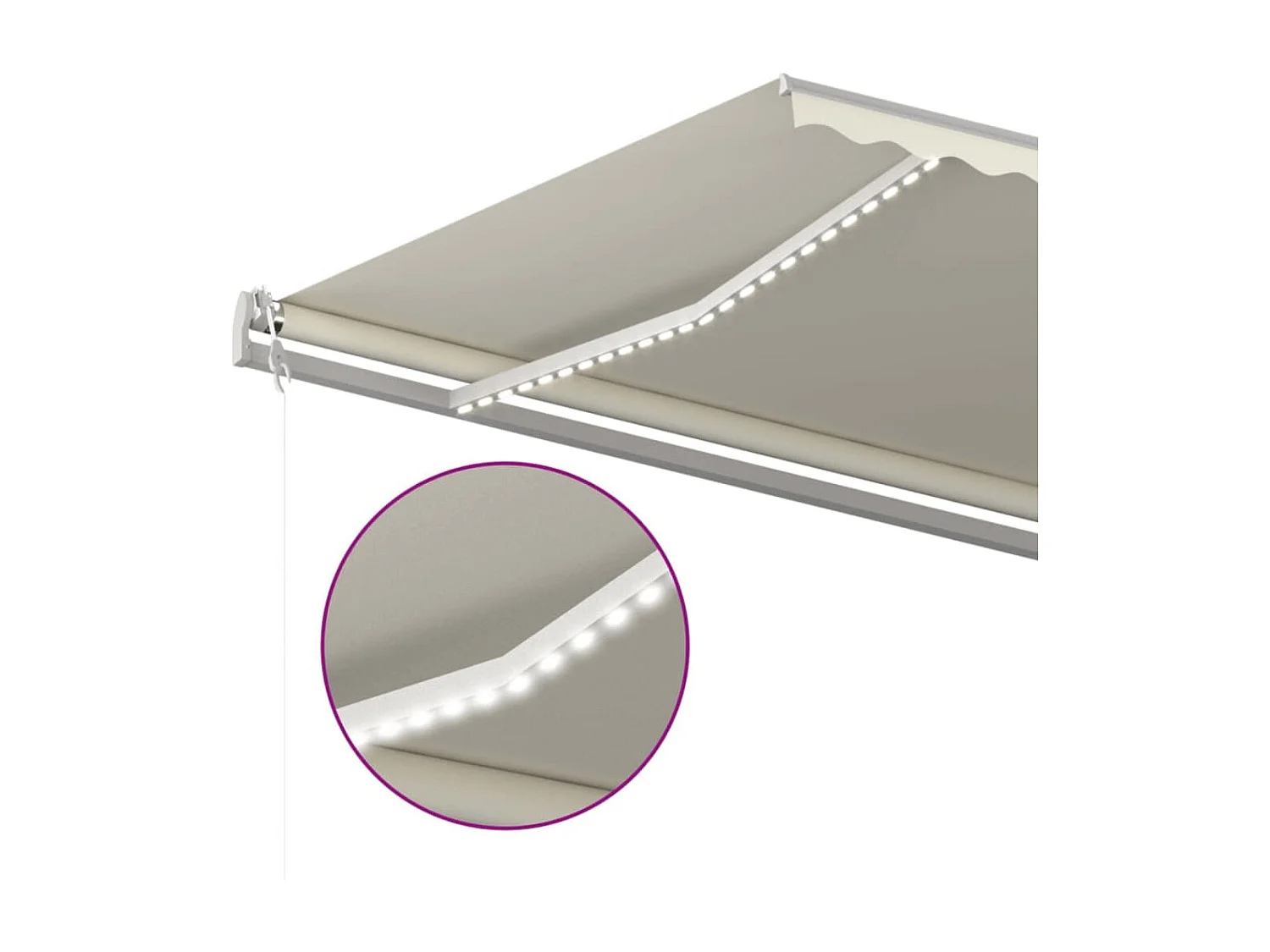 Auvent automatique avec capteur de vent et LED 500x300 cm Crème