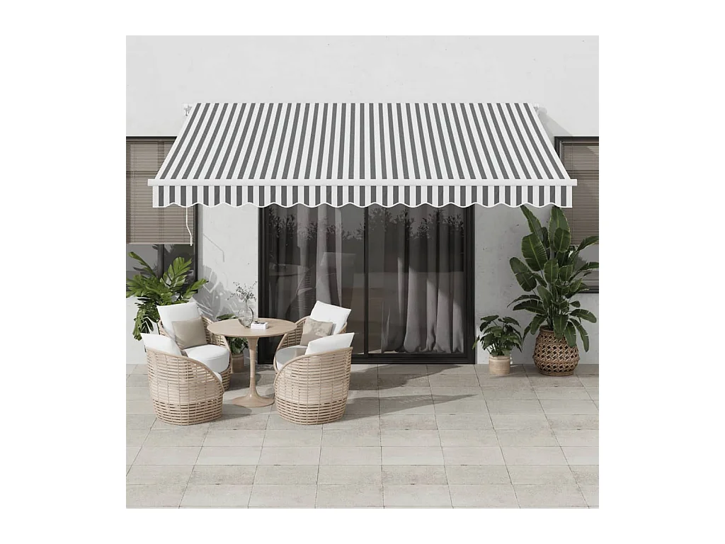 Auvent manuel rétractable anthracite et blanc 400x300 cm