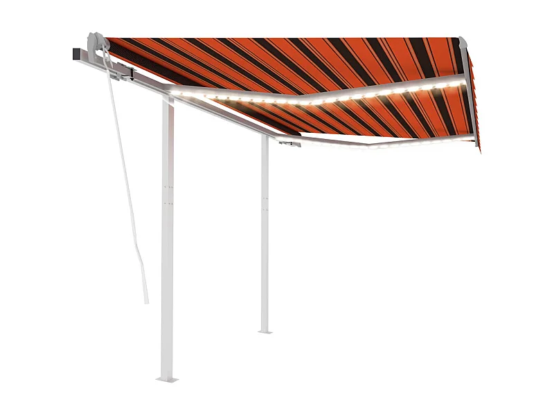 Luifel automatisch met LED en windsensor 3x2,5 m oranje bruin