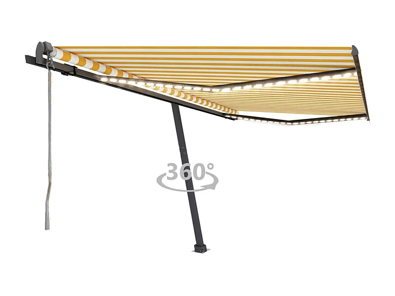 Tenda Automatica con Sensore Vento LED 400x300 cm Gialla Bianca