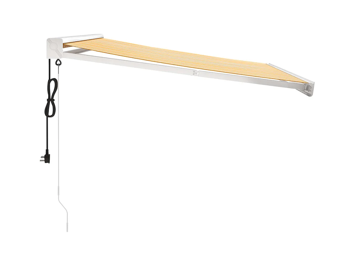 Auvent rétractable jaune et blanc 3x2,5 m tissu et aluminium