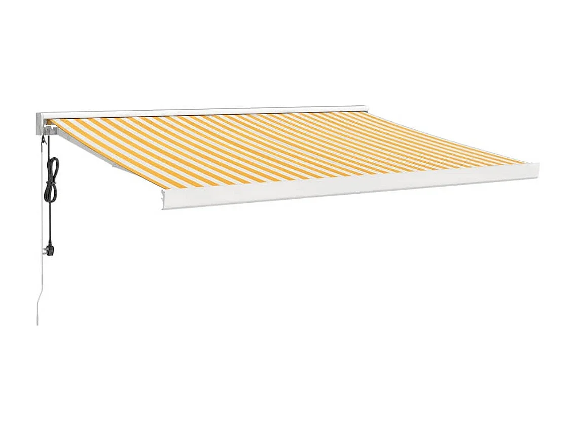 Auvent rétractable jaune et blanc 3x2,5 m tissu et aluminium