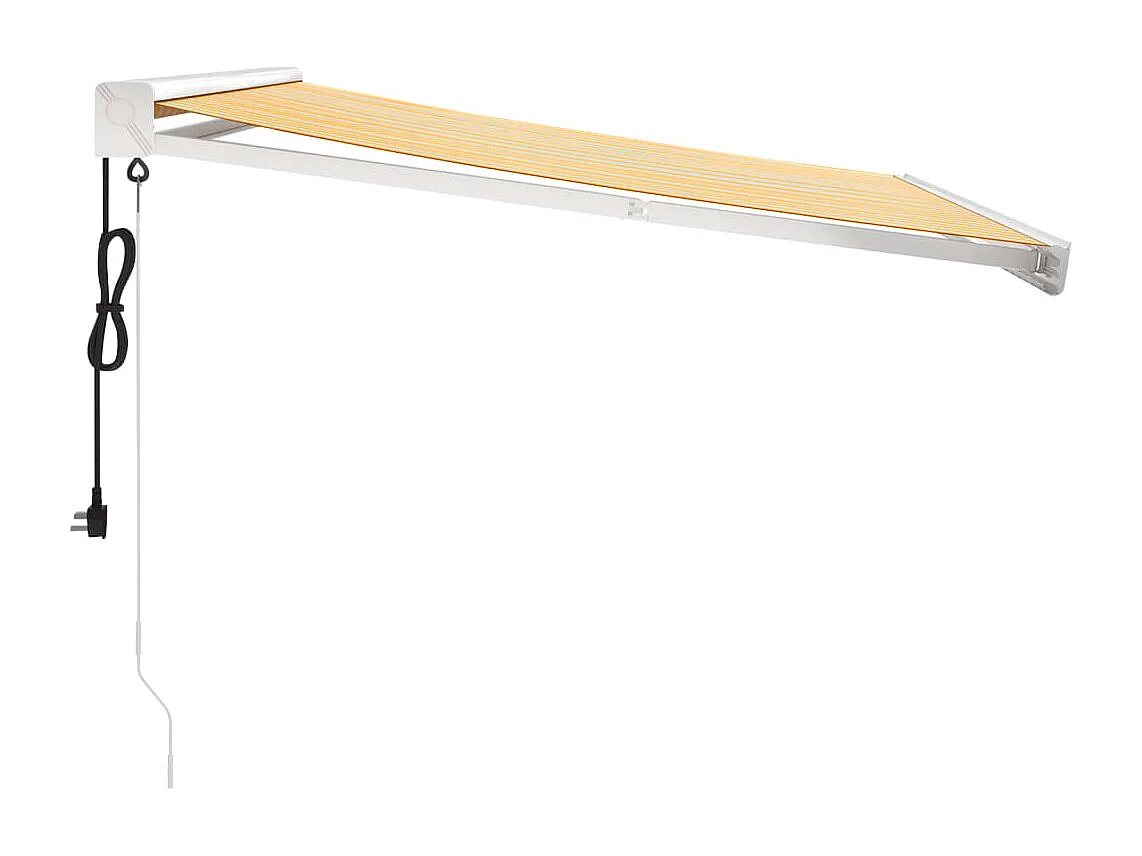 Auvent rétractable jaune et blanc 3x2,5 m tissu et aluminium