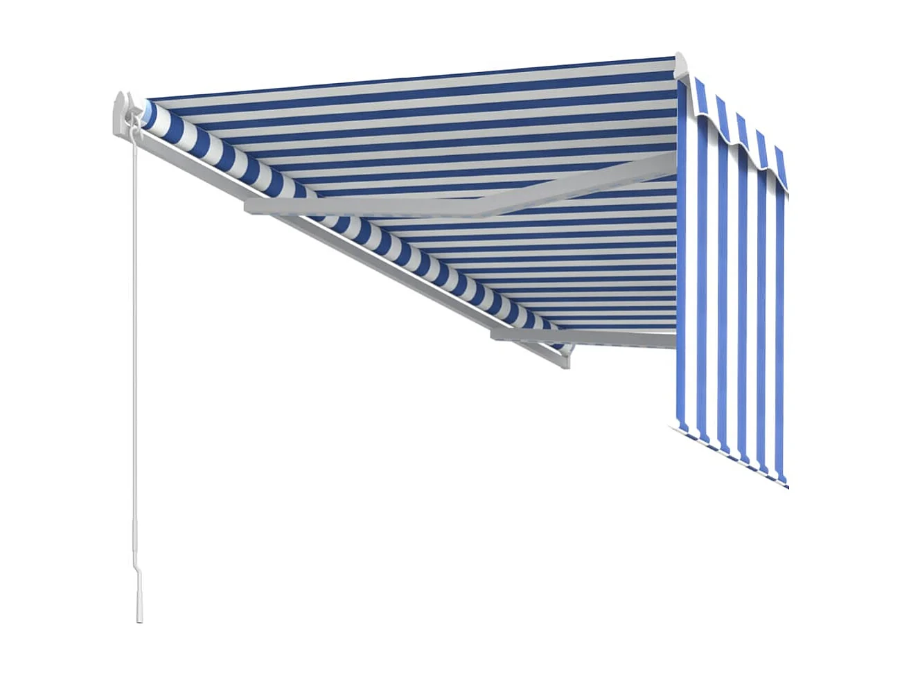 Markise Manuell Einziehbar mit Rollo 3x2,5 m Blau und Weiß