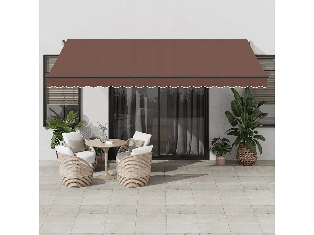 Toldo retrátil manual com luzes LED 450x350 cm castanho