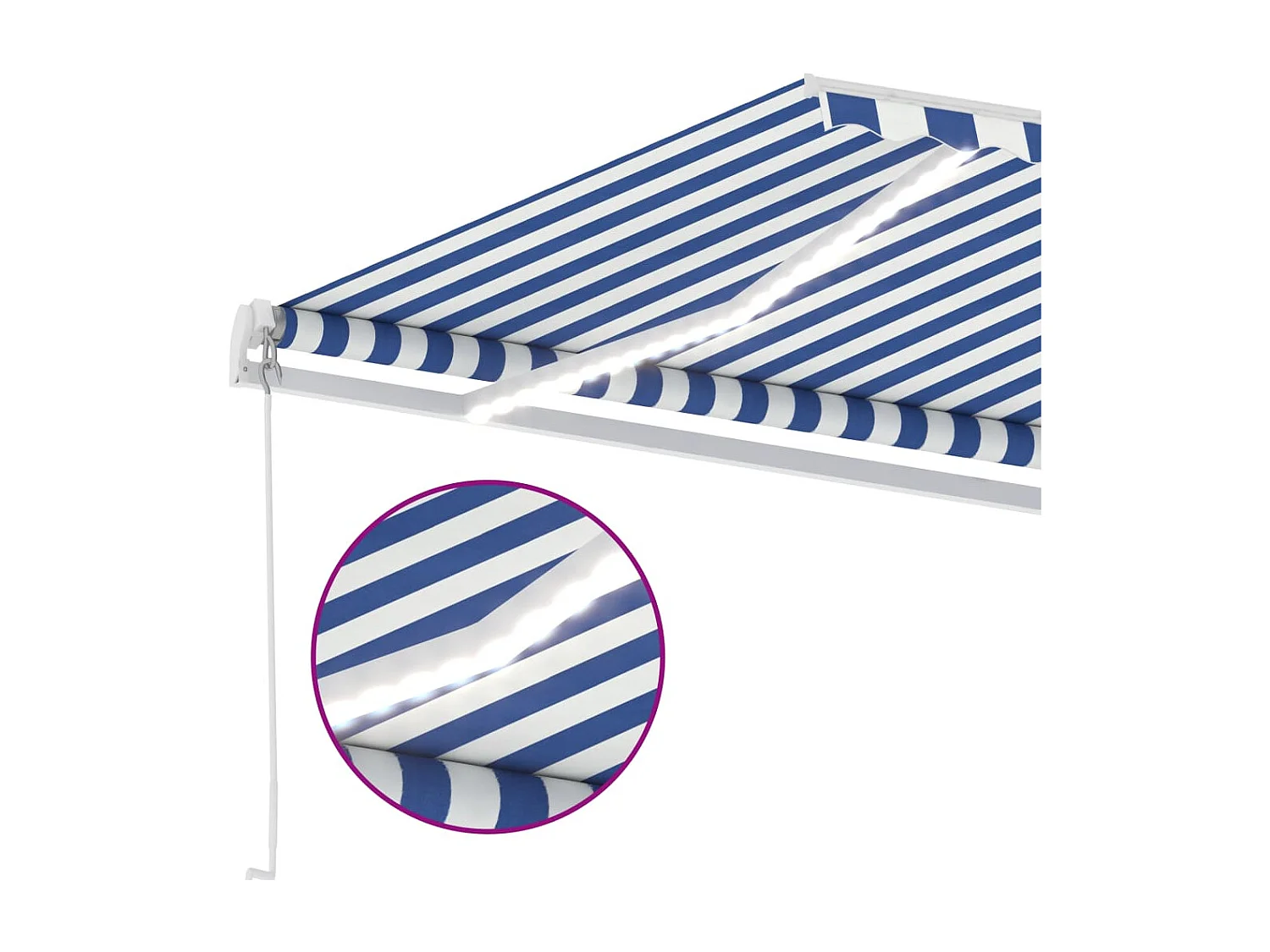 Markise Manuell Einziehbar mit LED 600x300 cm Blau Weiß