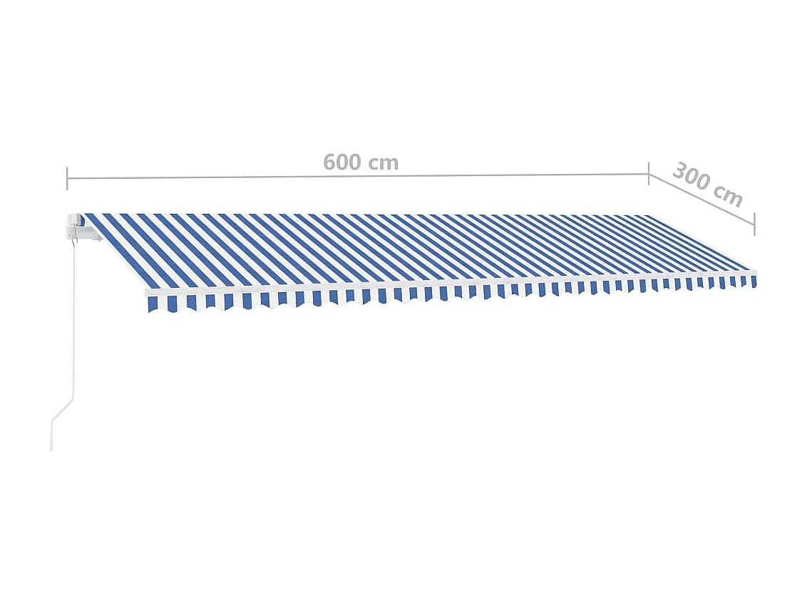 Markise Manuell Einziehbar mit LED 600x300 cm Blau Weiß