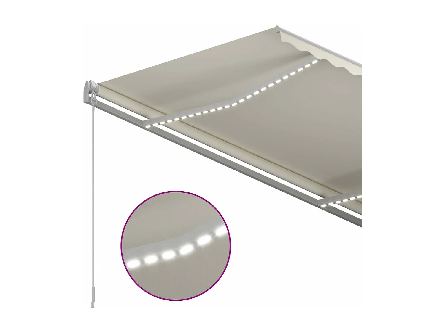 Auvent automatique capteur de vent et LED 3x2,5 m Crème