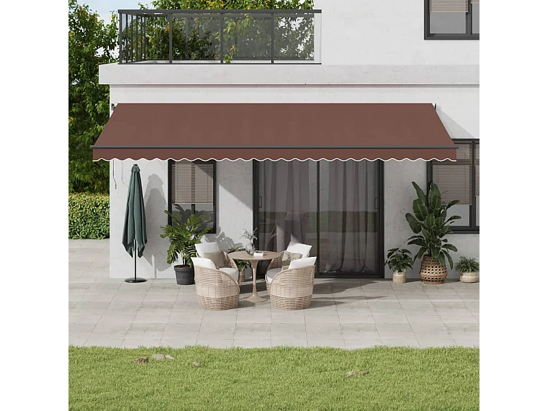 Luifel handmatig uittrekbaar met LED's 600x350 cm bruin