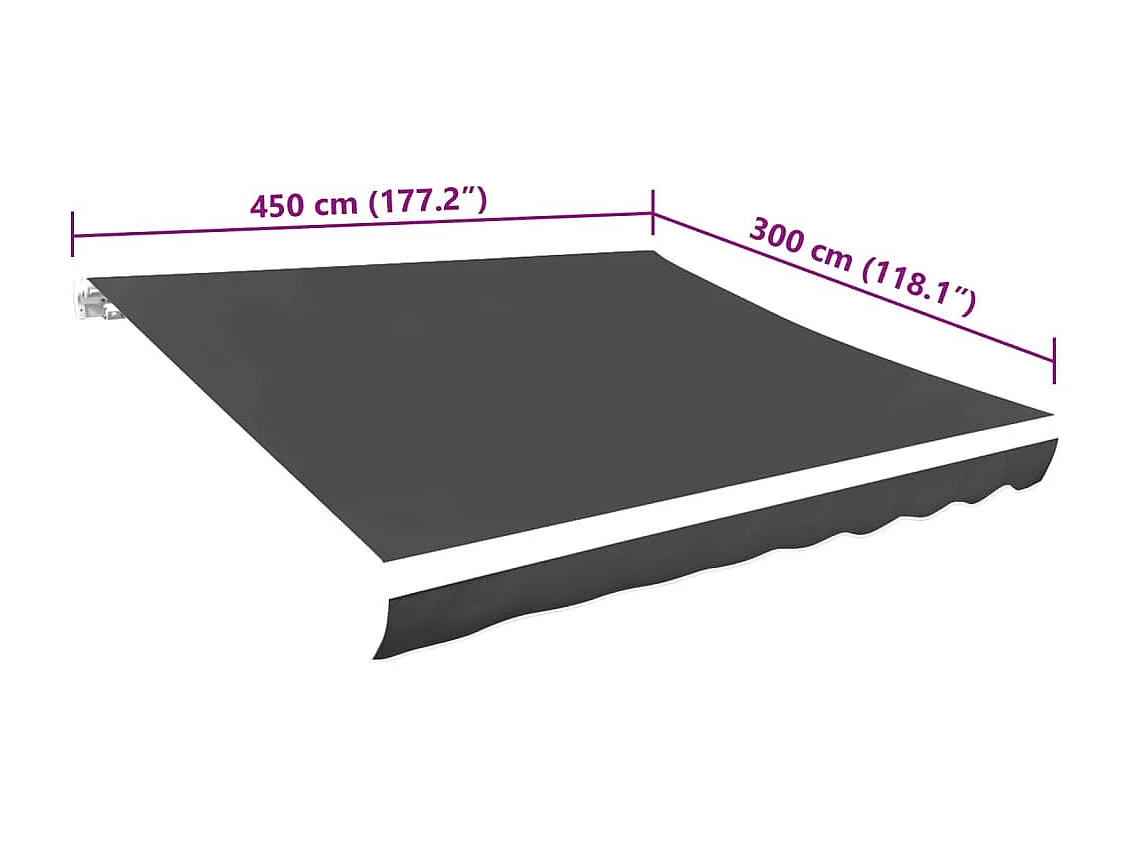 Tendone Parasole in Tela Antracite 450x300 cm