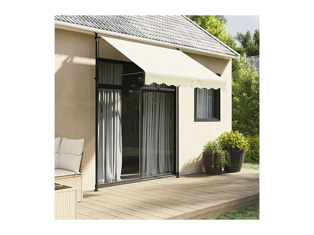 Auvent rétractable crème 200x150 m tissu et acier